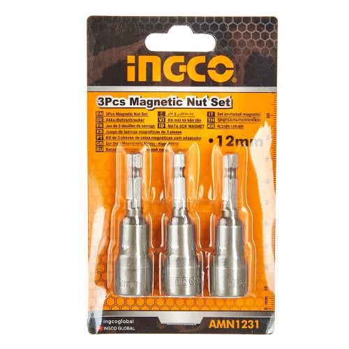 Набір головок торцевих INGCO магнітних 12 мм 1/4" 65 мм 3 шт. (26846505)
