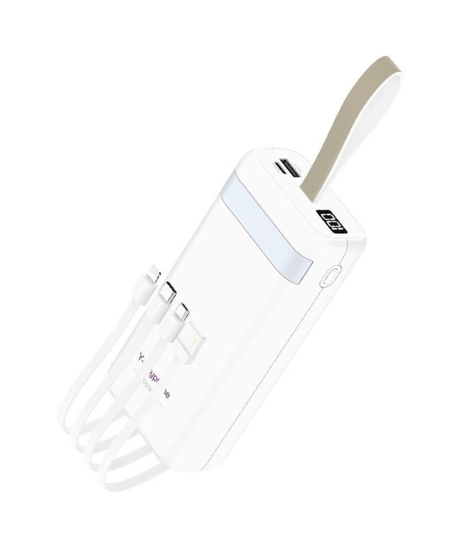 Повербанк Y-Kryptone N-32 LED Light 30000 mAh CABLE in White (YK-N32LC-WH)
