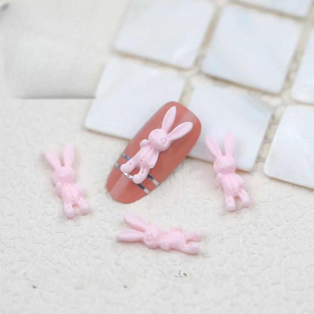 Шармы для ногтей Зайка 4 шт. 19х6,5 мм Розовый (011782)