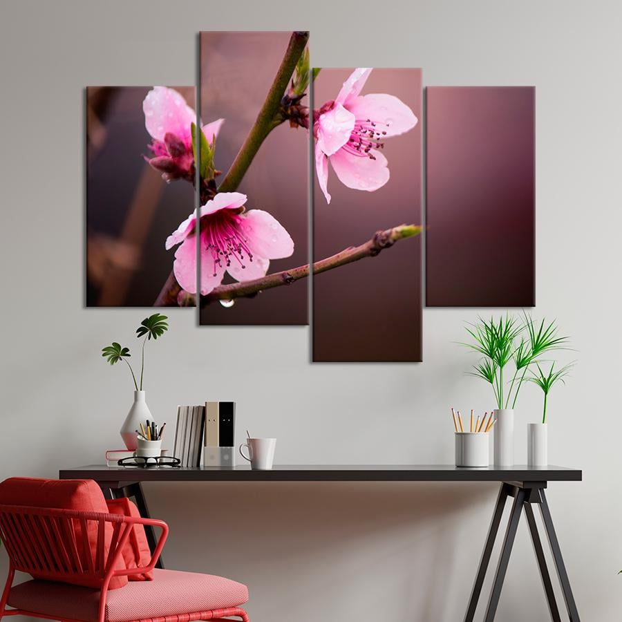 Картина цветы и растения Цветущая ветка персика 149x106 см (A970-4)