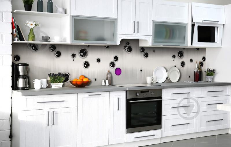 Скинали на кухню Zatarga «Чёрная точка» 600х3000 мм виниловая 3Д наклейка кухонный фартук самоклеящаяся