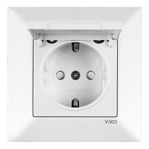 Розетка VIKO Meridian с заземлением с шторками и кришкой Белый (21162-е) Розетка VIKO Meridian с заземлением с шторками и кришкой Белый (21162-е)