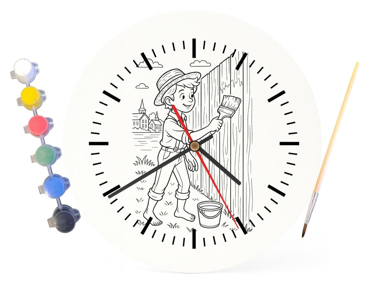 Детский набор для творчества часы-раскраска Приключения Тома Сойера (Марк Твен 30 см (Г0024) - фото 4