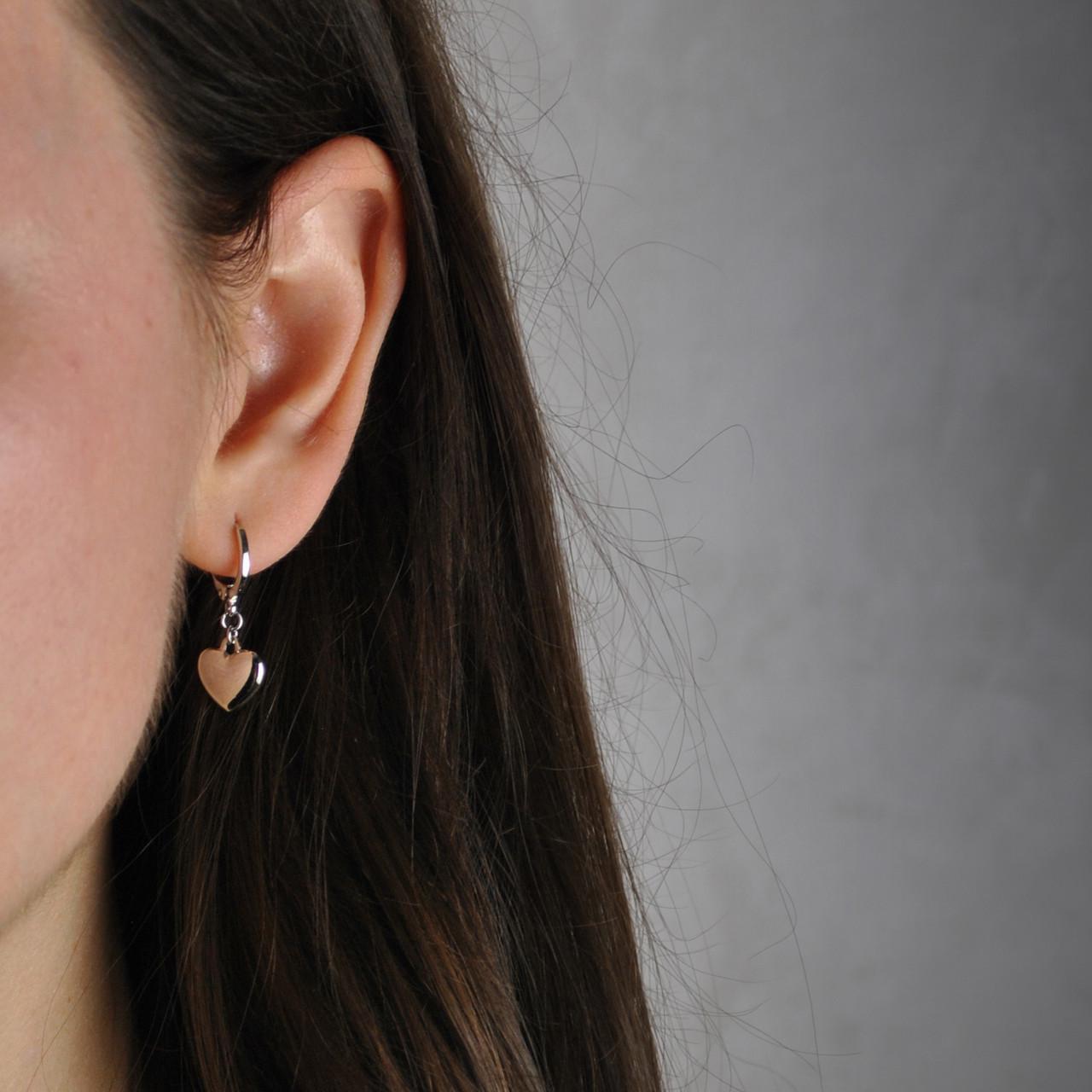 Сережки-кольца сердечки медицинская сталь родий (x190) - фото 2 Сережки-кольца сердечки медицинская сталь родий (x190) - фото 2