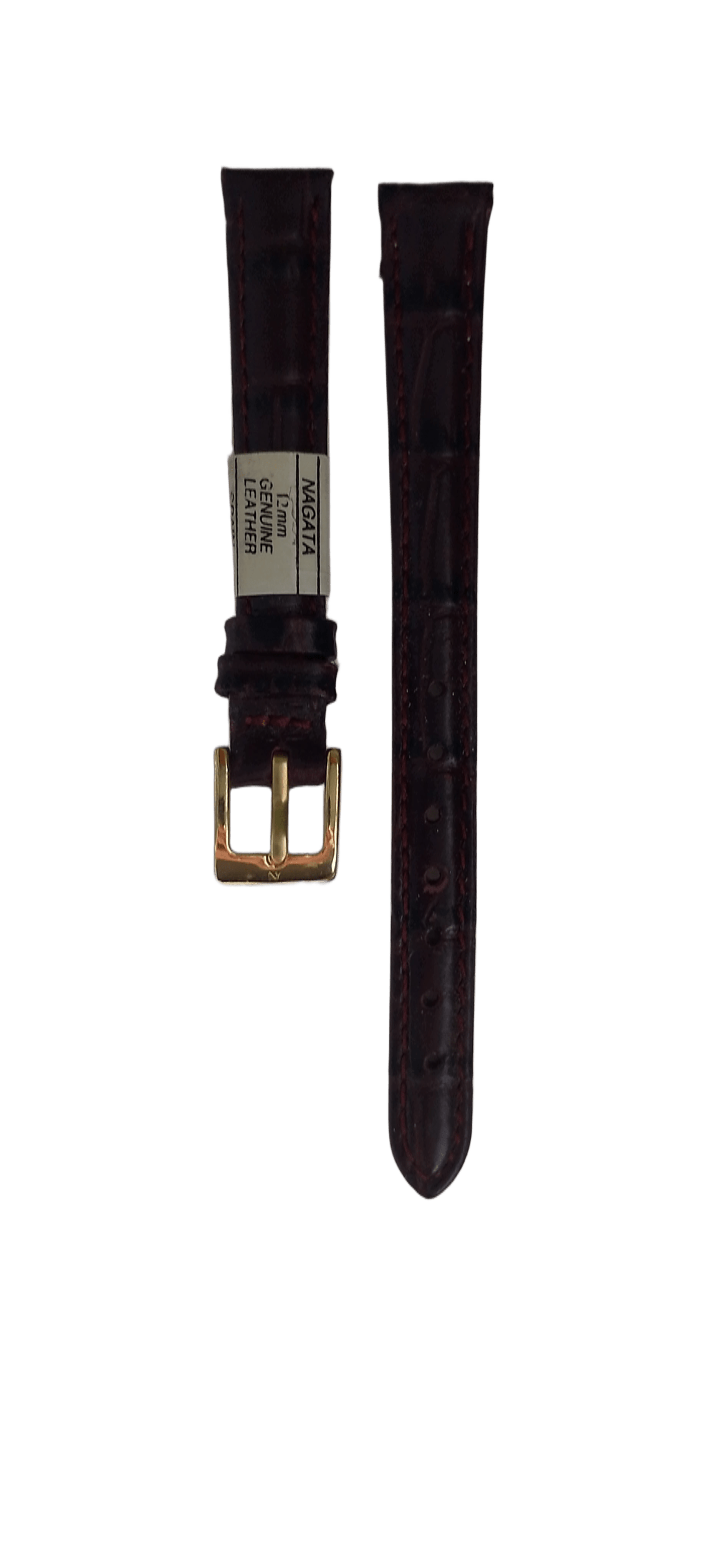 Ремешок для часов кожаный крокодил 12х170 мм Коричневый (2450D)