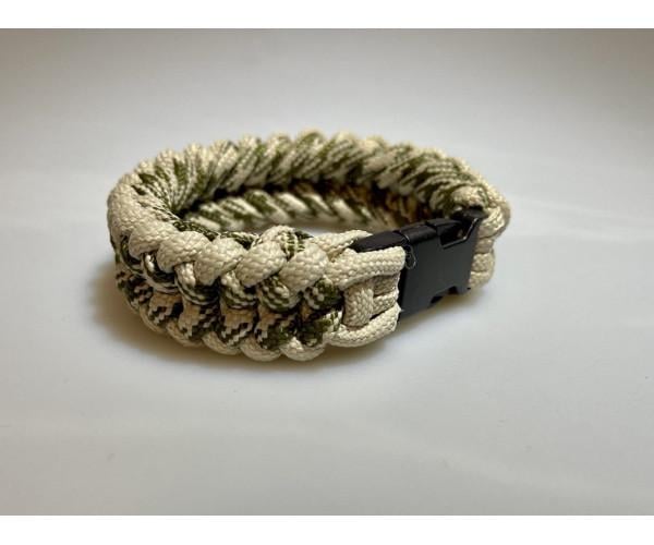 Плетеный браслет Safety из паракорда 19 см Бежево-оливковый (8890)
