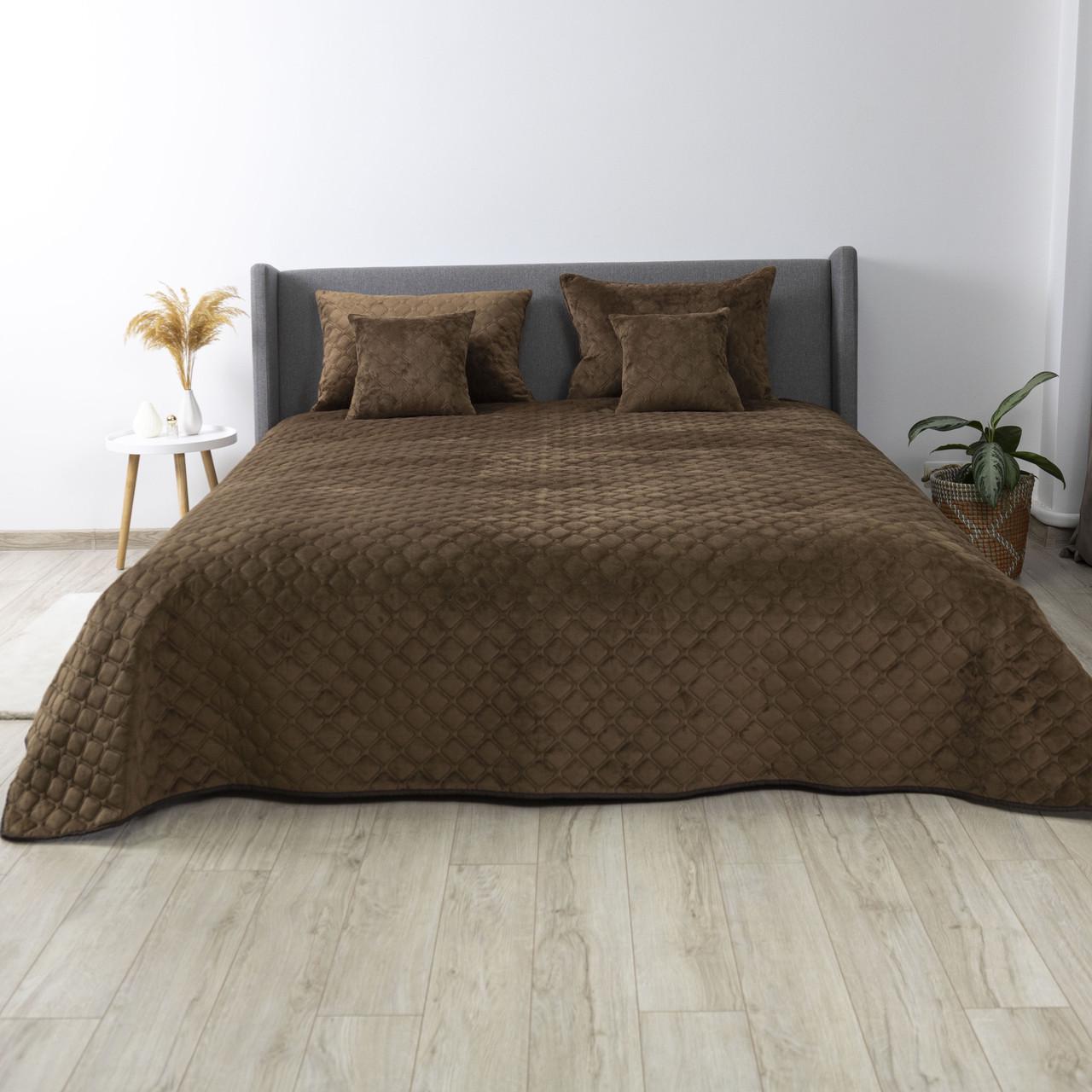 Покрывало ТЕП VELOUR ромб круглый 150х210 см Коричневый (4-00515 22403)