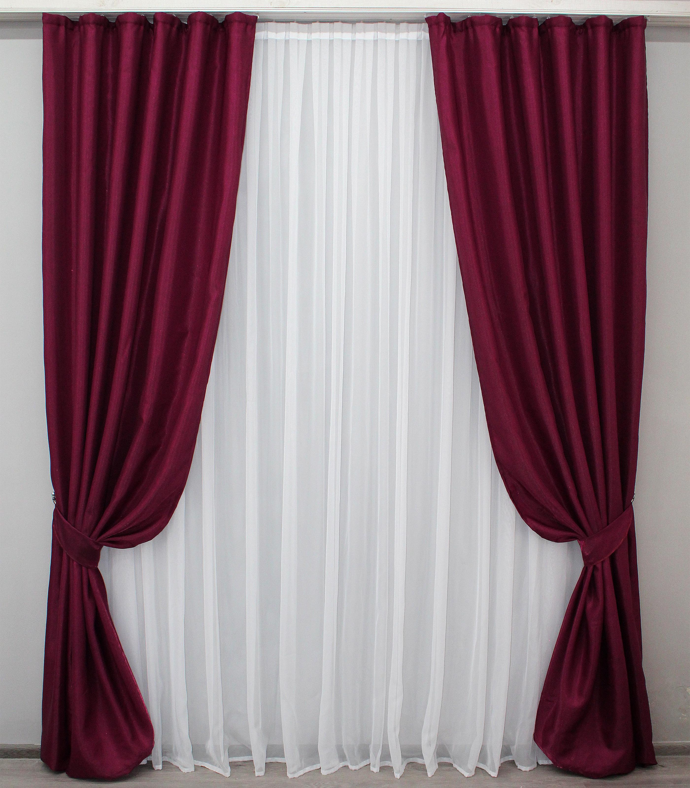 Комплект штор VR-Textil Атлас № 795ш монорей 150х270 см 2 шт. Бордовый (30-584) - фото 1 Комплект штор VR-Textil Атлас № 795ш монорей 150х270 см 2 шт. Бордовый (30-584) - фото 1