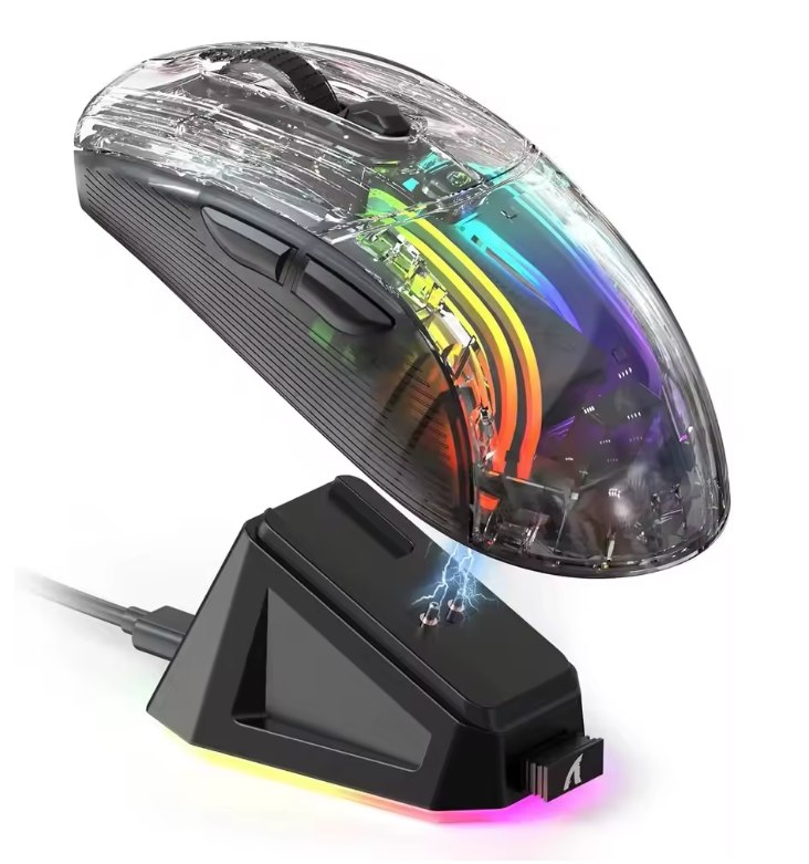 Мышь беспроводная игровая attack shark X2 PRO бесшумная с зарядной базой 2,4G/Bluetooth Black