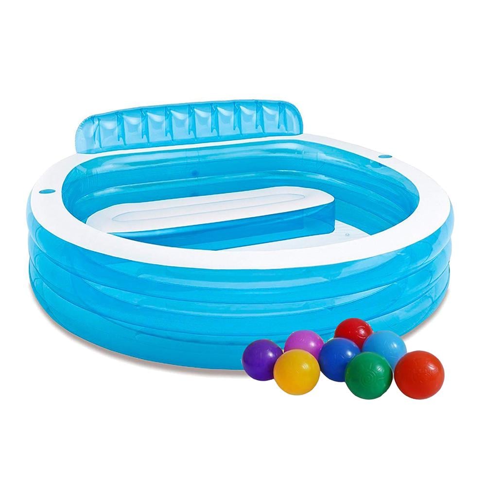 Бассейн надувной детский Intex 57190-1 Семейный со спинкой/шариками 10 шт. 224х216х76 см (173320)
