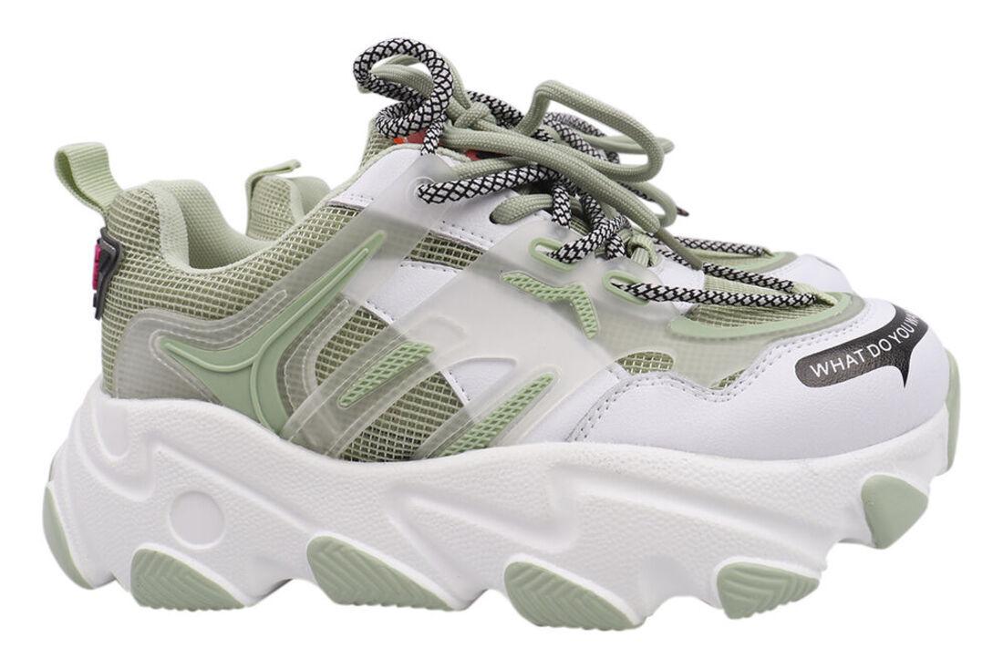 Кроссовки женские Li Fexpert из кожи на платформе на шнуровке р. 39 Зеленый (634-21DK)