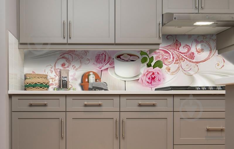 Скинали на кухню Zatarga «Чайная роза» 600х3000 мм виниловая 3Д наклейка кухонный фартук самоклеящаяся - фото 2