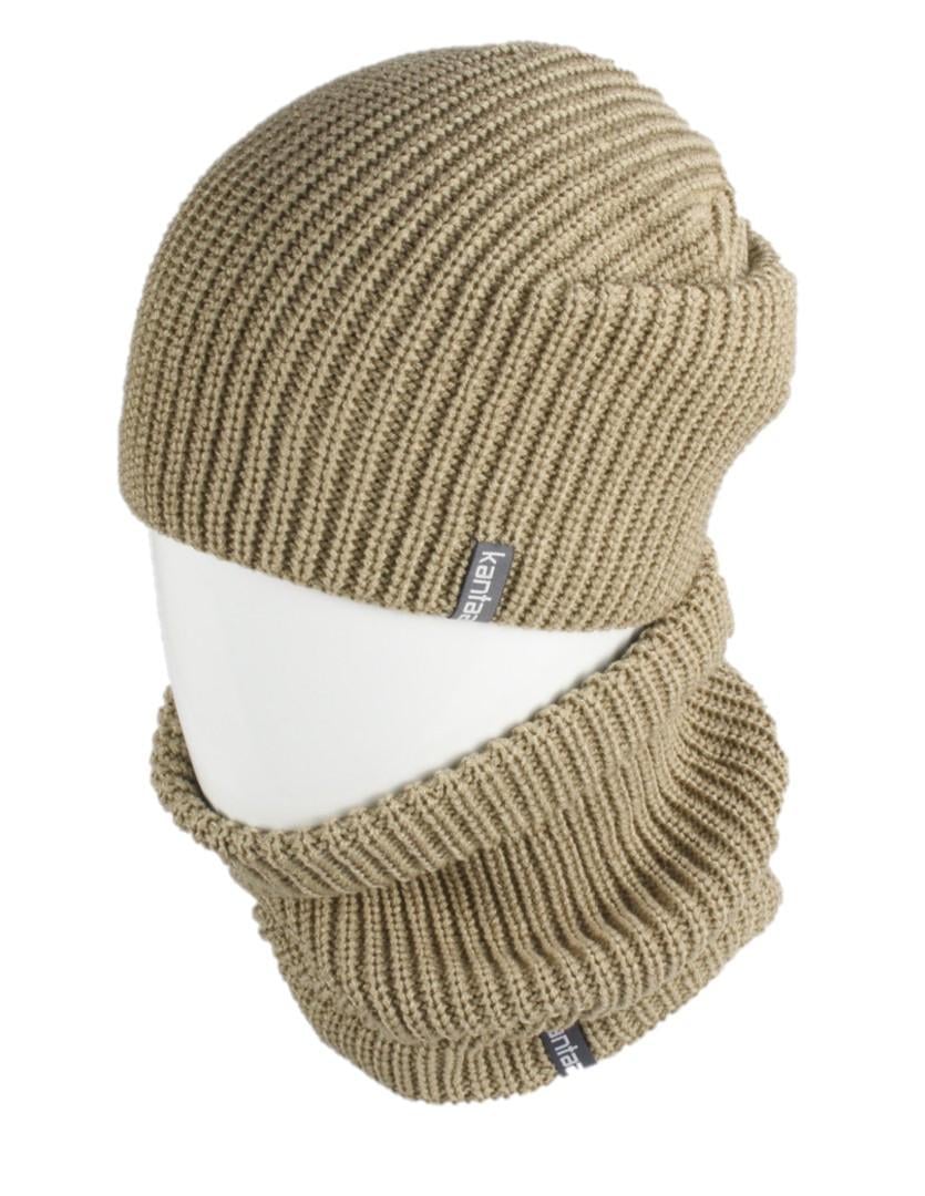 Вязаная шапка Кahta Fashion Hat с Buff снуд унисекс р. 57-58 Бежевый (OC-463)