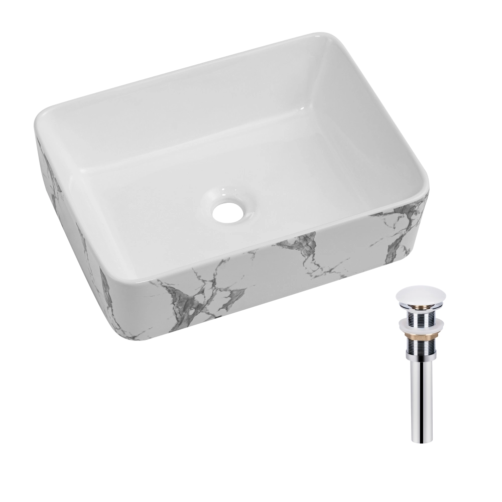 Раковина прямоугольная накладная Qtap Tern с донным клапаном 480x370x135 мм мрамор Белый (SD00054303) Раковина прямоугольная накладная Qtap Tern с донным клапаном 480x370x135 мм мрамор Белый (SD00054303)