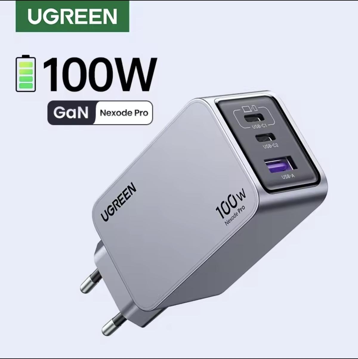Зарядное устройство сетевое UGREEN 100W GaN Fast Charger 2xType-C+USB-A (28842423) - фото 4