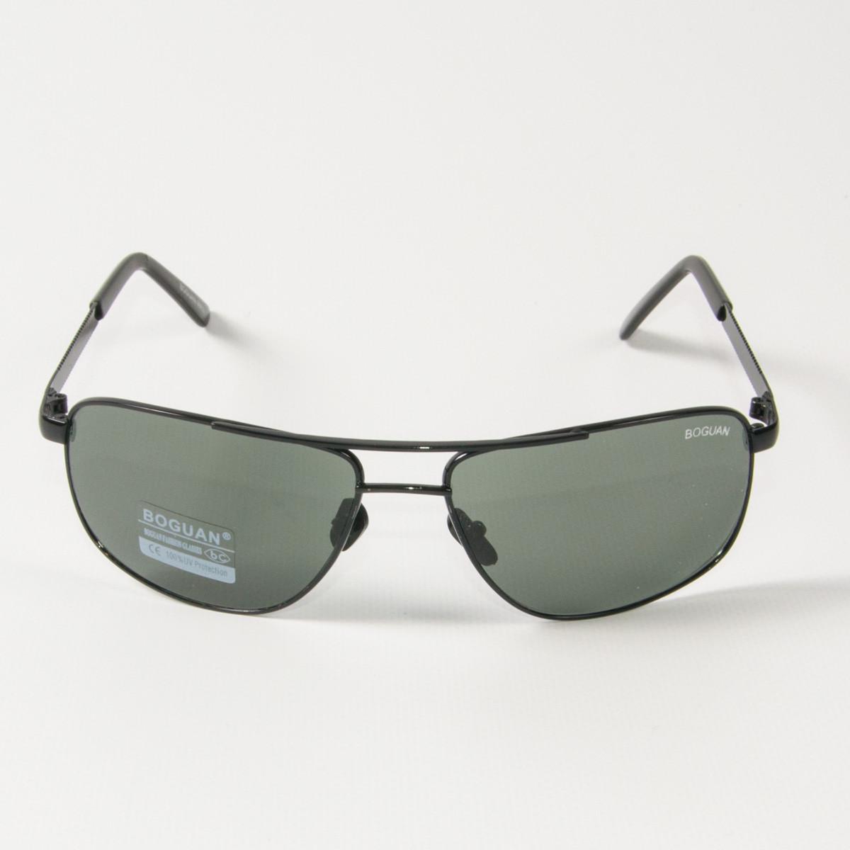 Сонцезахисні чоловічі скляні прямокутні окуляри з чорною оправою (9993/1)