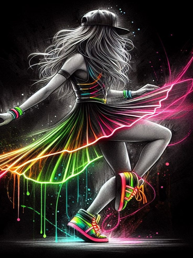 Алмазная мозаика Танец в неоновом свете 30х40 см (28915516)