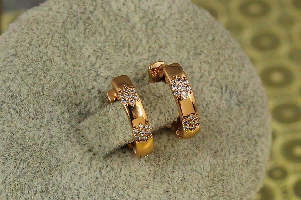 Серьги кольца Хuping Jewelry гладкие Кардио 1,4 см Золотистый (2496429930)