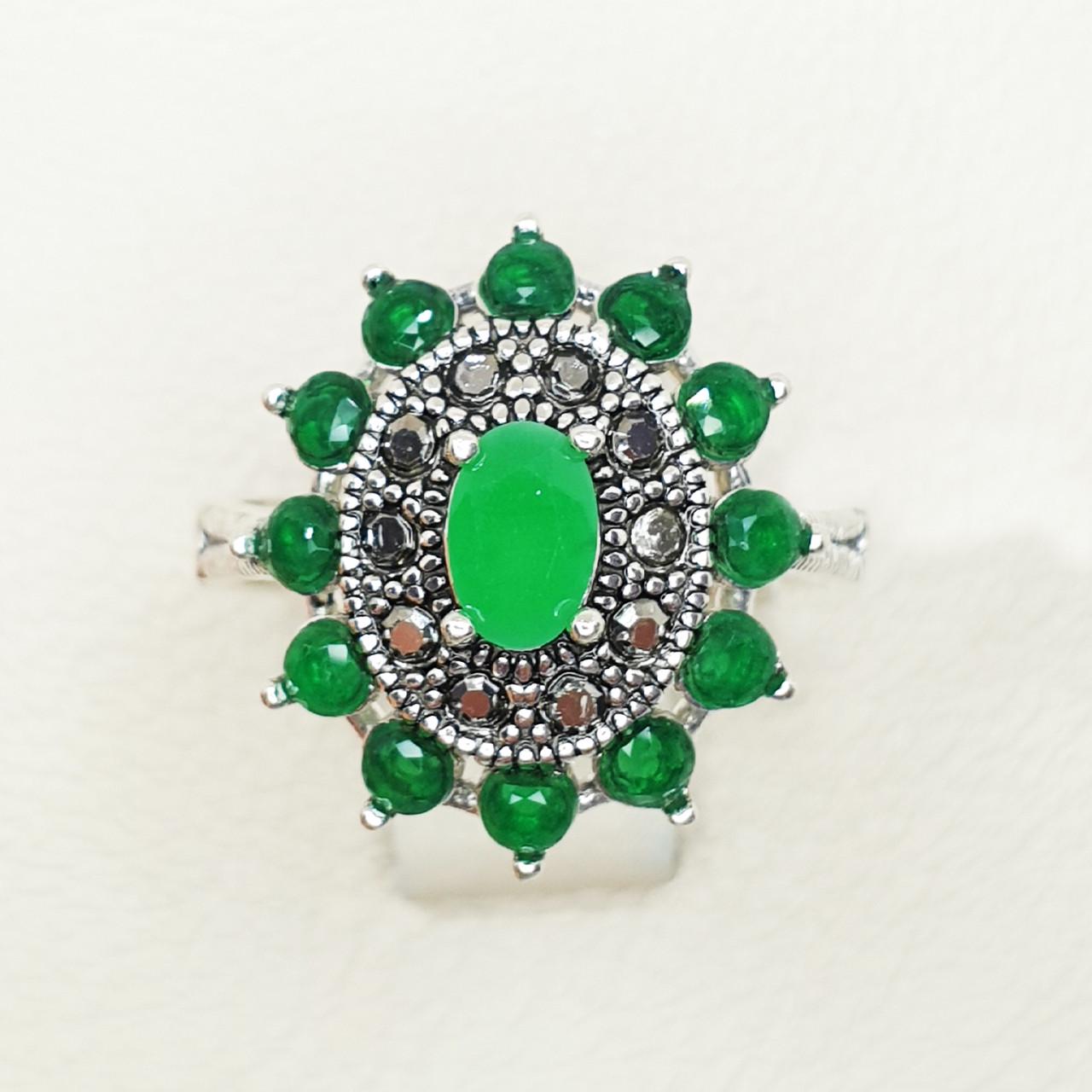 Кольцо серебряное с изумрудом р. 18 3,7 г (1584701725)