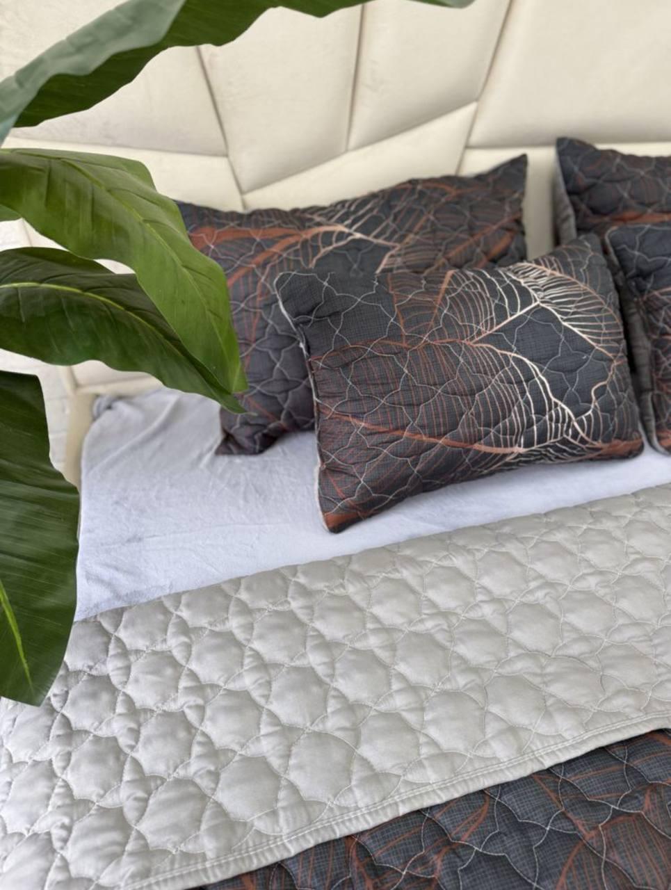 Покривало євро 220х240 см з подушками 2х40х60 см Чорний (Д-mur-cap25-003) - фото 2