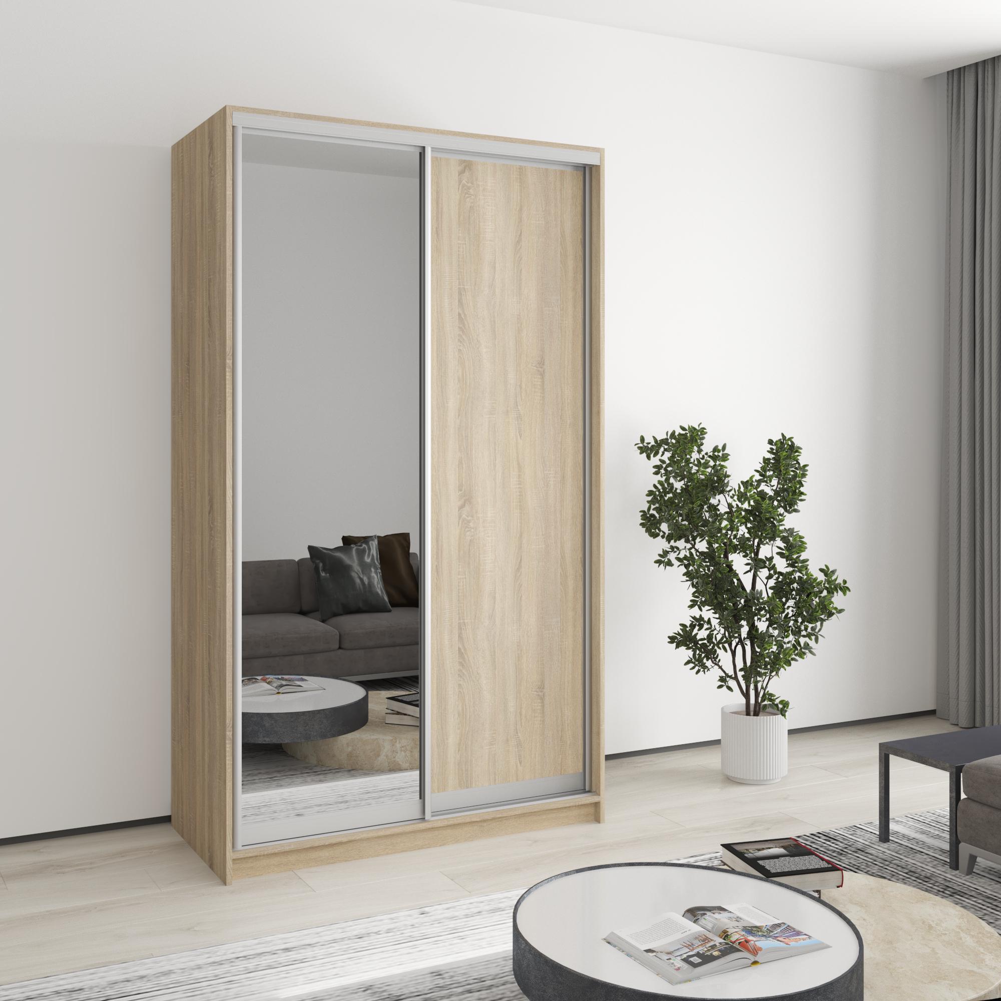 Шкаф-купе двухдверный MebelStar Уни AL ДСП/зеркало 120x45x210 см Дуб сонома (MBS-2615) Шкаф-купе двухдверный MebelStar Уни AL ДСП/зеркало 120x45x210 см Дуб сонома (MBS-2615)