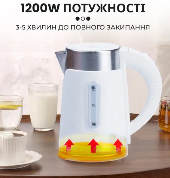 Електрочайник Sokany SK-0808W дисковий 1 л Білий - фото 5