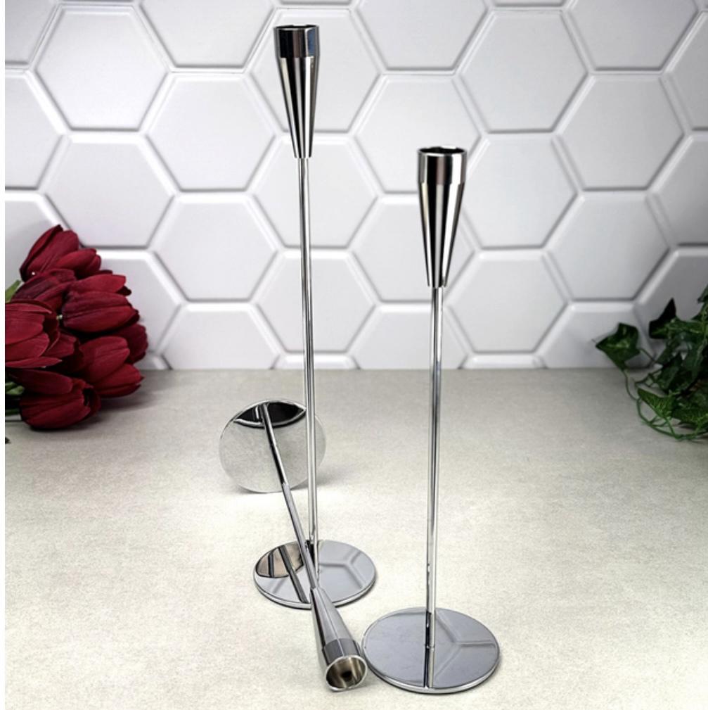 Набор металлических подсвечников Ореол 3 шт. 32х27х22 см Серебряный (90813) - фото 2