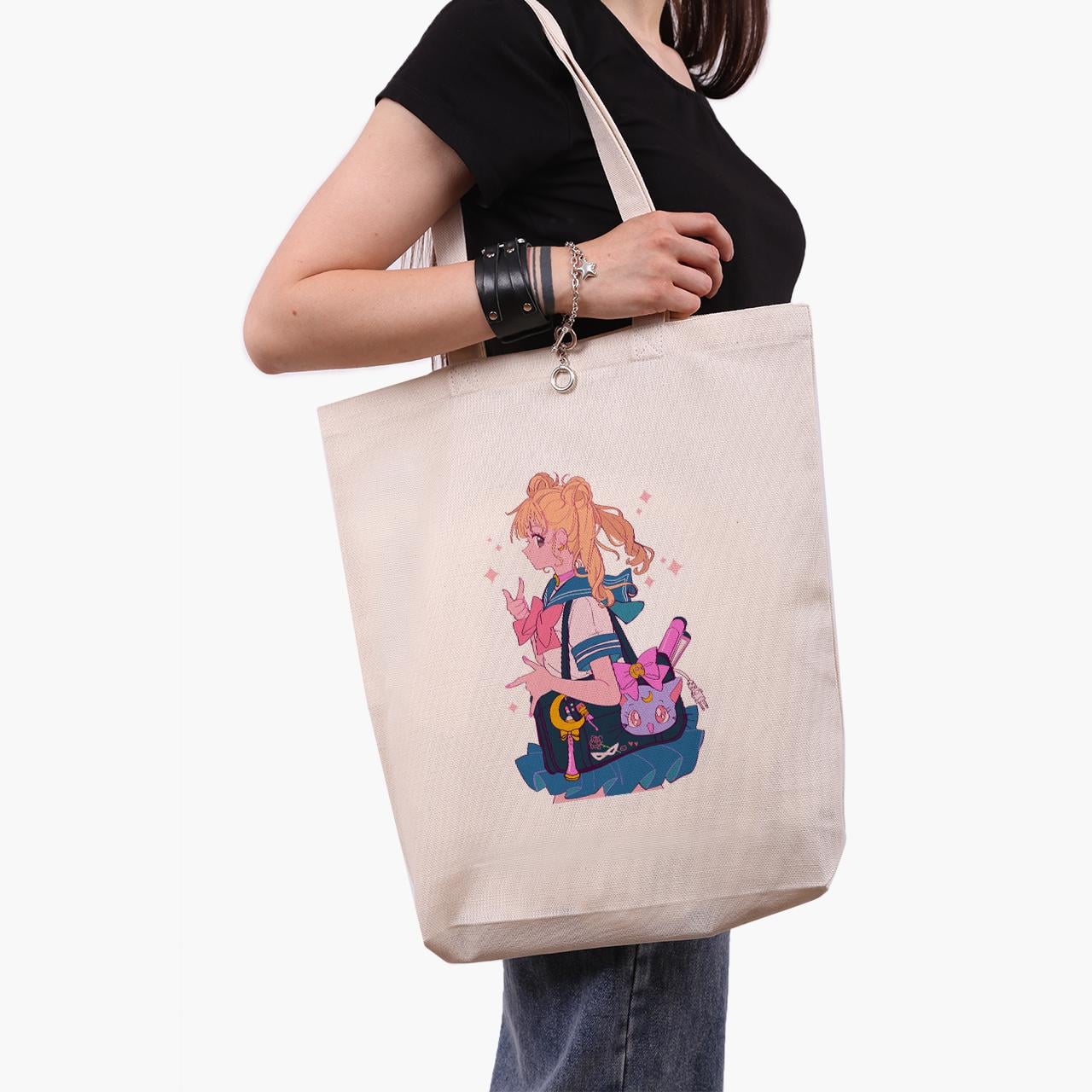 Эко сумка шоппер Sailor Moon 41x39x8 см Бежевый (9227-2910-WTD)