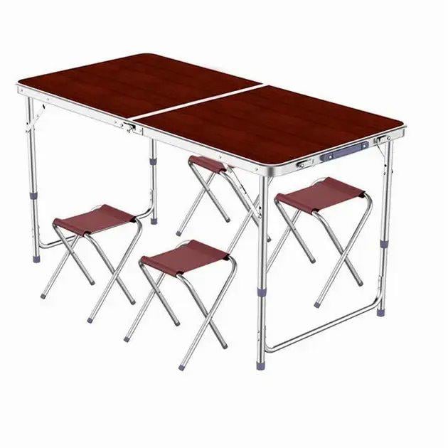 Набор туристический Folding Table стол раскладной алюминиевый с ручкой и стулья 4 шт. Коричневый (25336467)