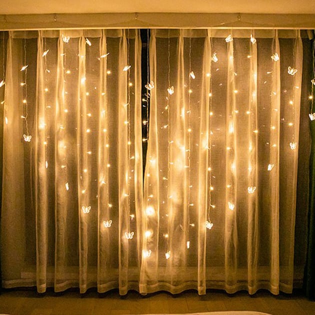 Гирлянда светодиодная с фигурками 3х2 м Бабочки Теплый белый (ULT-3087635)