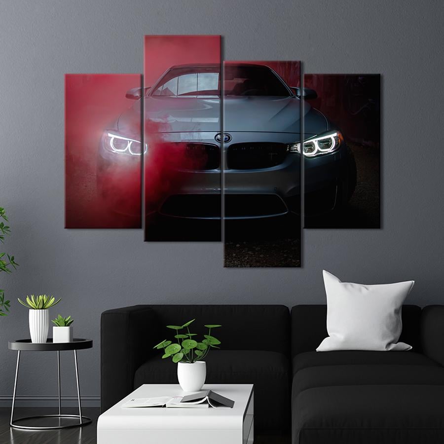 Картина Автомобиль Автомобиль BMW M4 в цветном дыму 129x90 см (A1193-4)