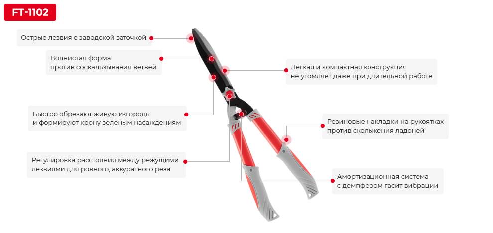 Ножиці для стрижки чагарників Intertool FT-1102 із хвилястими лезами 584 мм (9334858) - фото 9