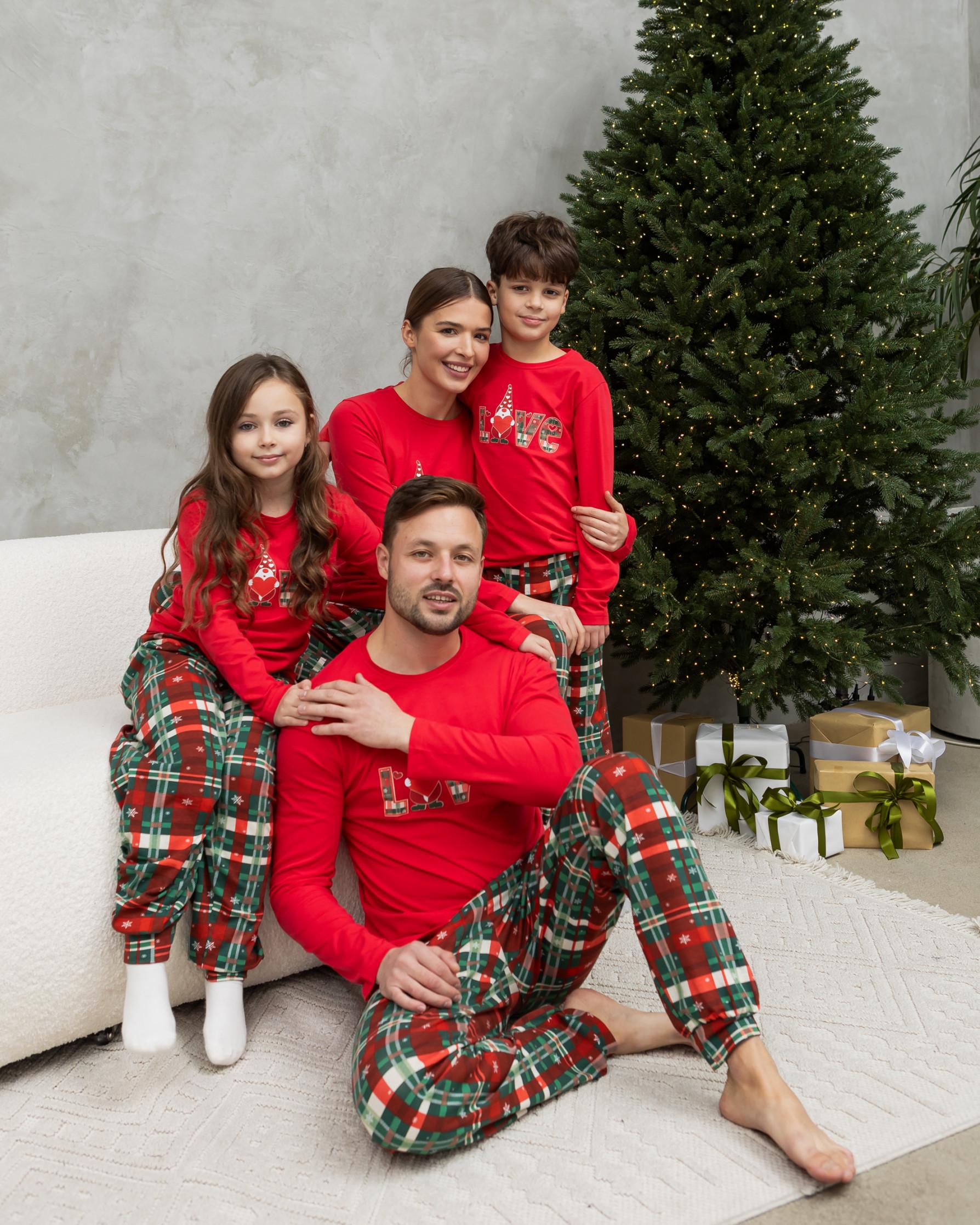 Пижама новогодняя женская парная Love для всей семьи Красный - фото 9