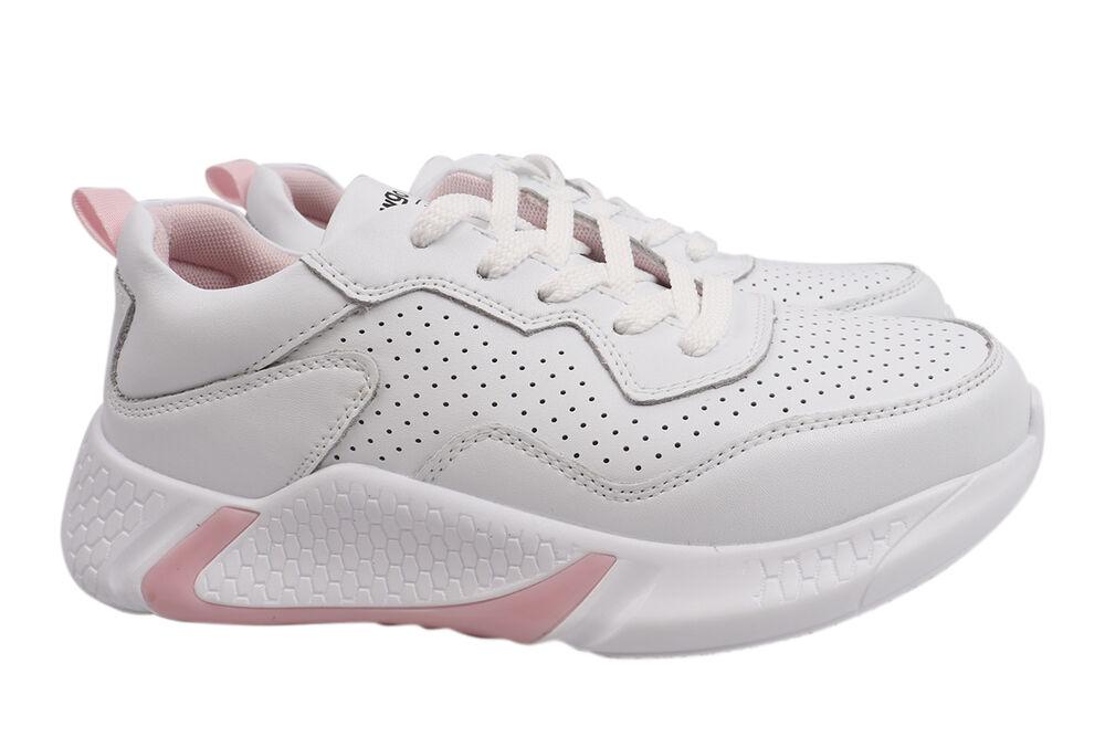 Кроссовки женские Li Fexpert из кожи на низком ходу на шнуровке р. 41 Белый (639-21DK)