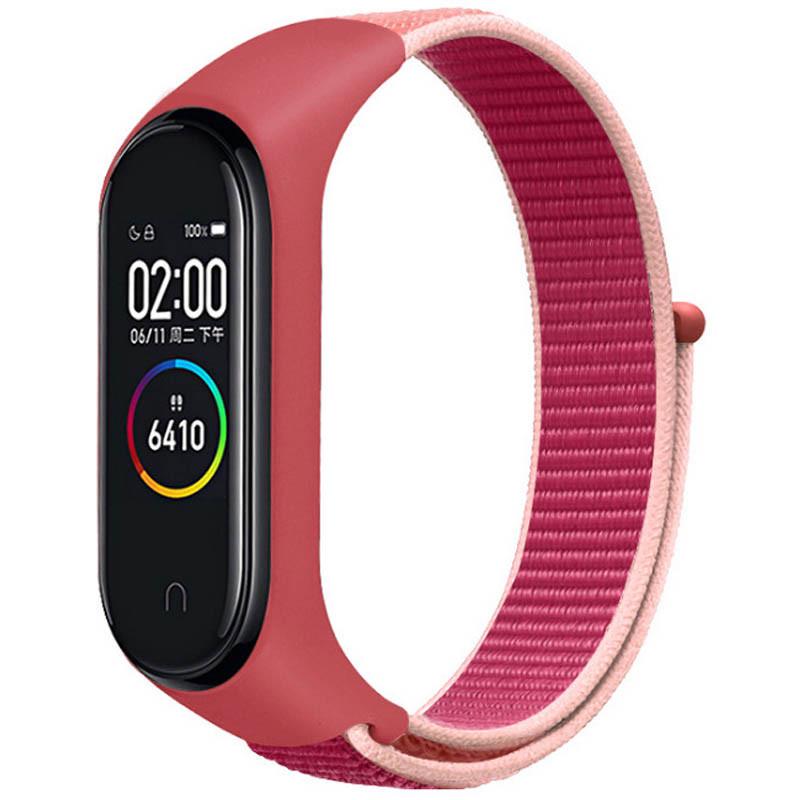 Ремінець Nylon New для Xiaomi Mi Band 3/4/5/6/7 Pomegranate Red/Pink (00000077678_12)