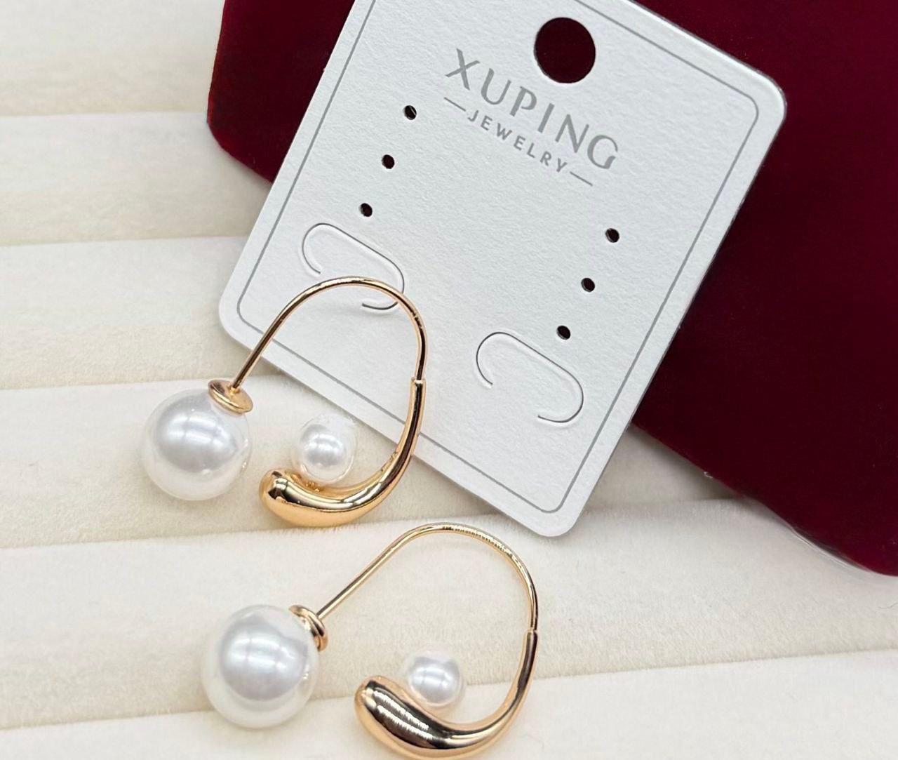 Серьги подвески Xuping из медицинского сплава с белым жемчугом (2906007565)