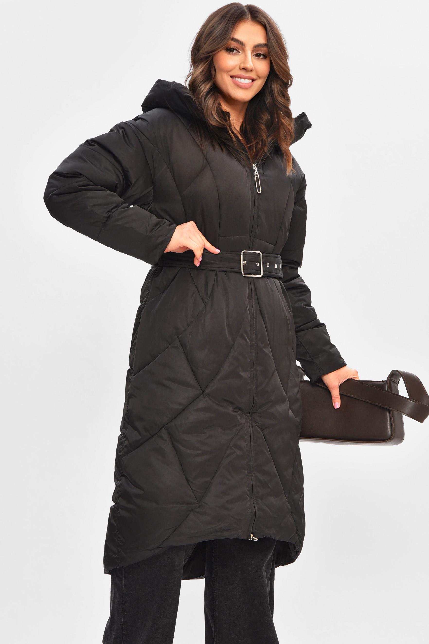 Куртка жіноча подовжена зима M-L Чорний (207032) - фото 2