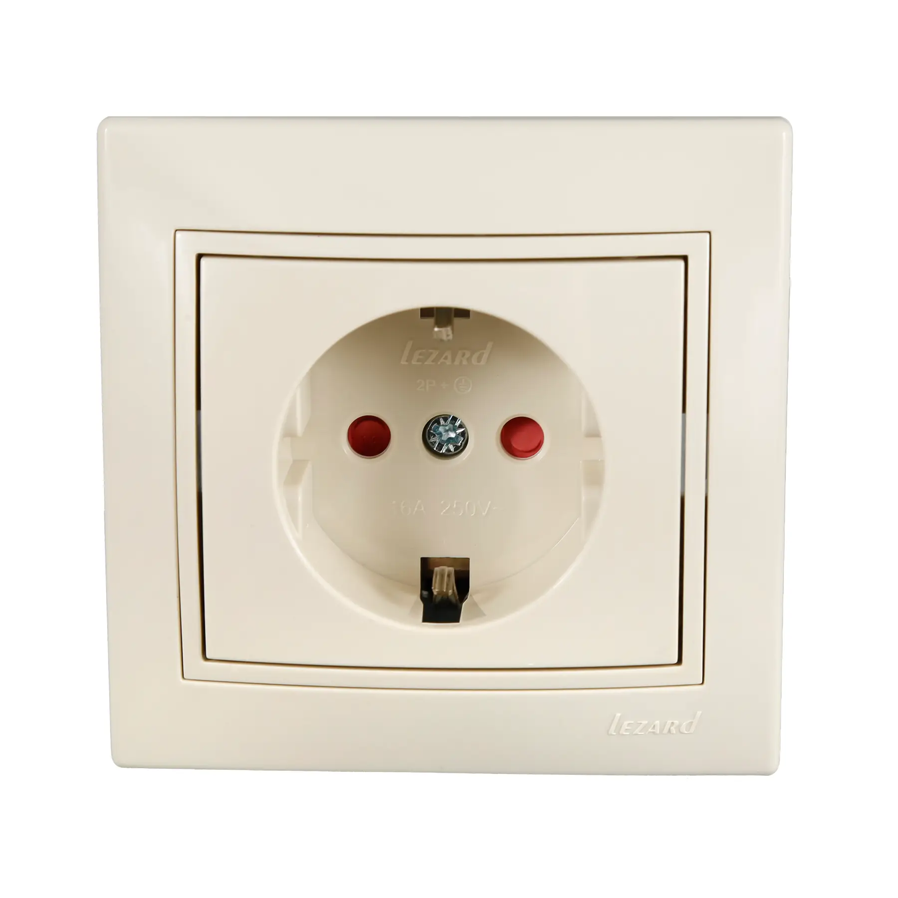 Розетка Lezard Mira 1-я с заземлением со шторками Кремовый