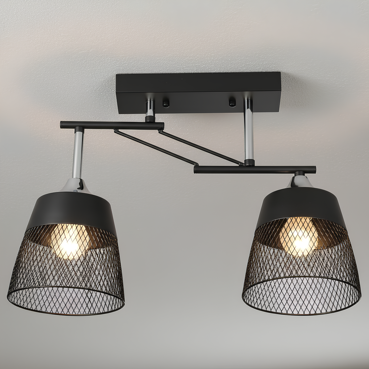 Люстра Valeso на два металлических плафона под лампы Е27 Черный/Хром (K2324/2 BK+CH)