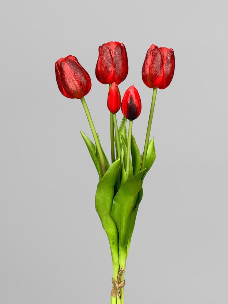 Букет искусственных тюльпанов из латекса 5 шт. 46 см Красный (К07039) Букет искусственных тюльпанов из латекса 5 шт. 46 см Красный (К07039)