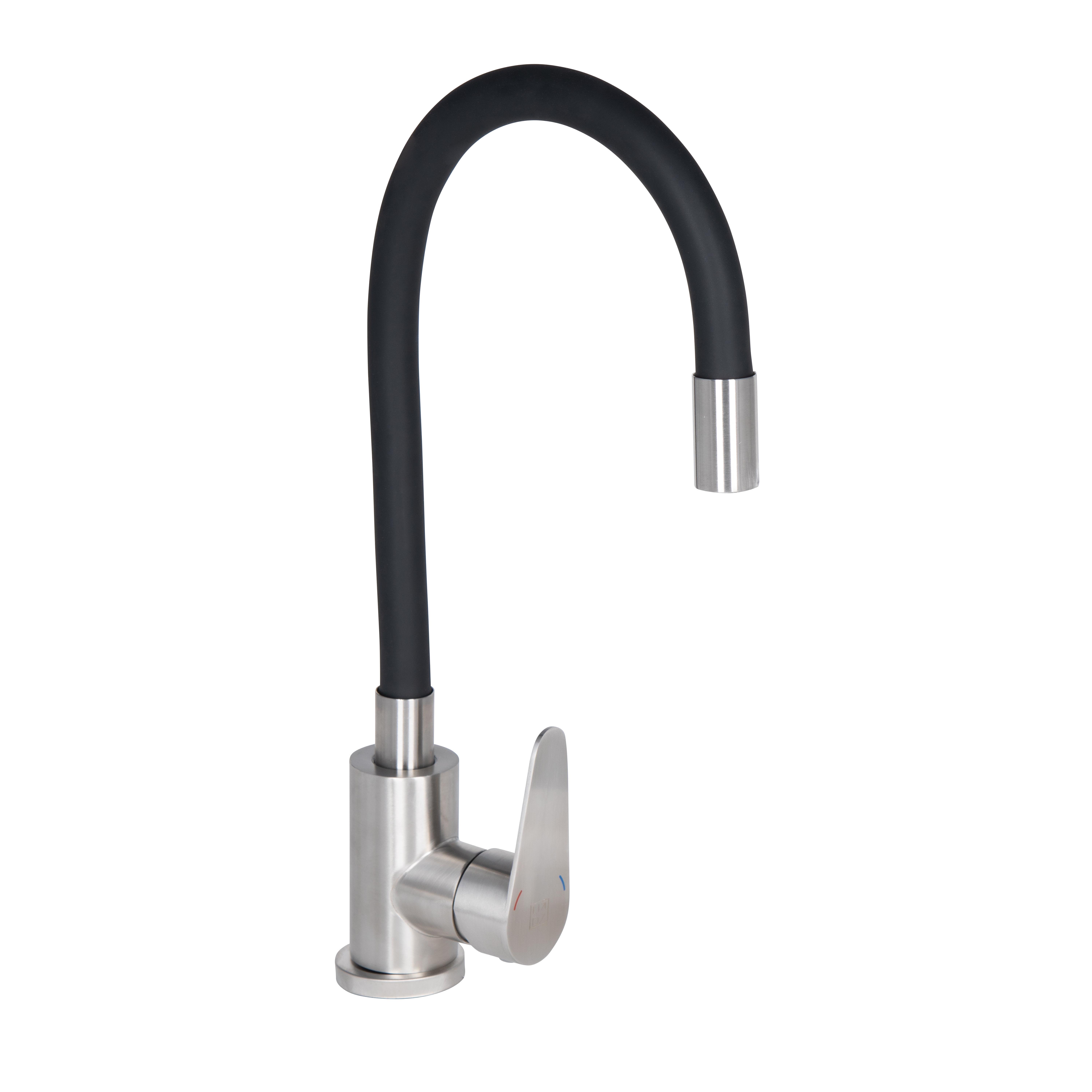 Смеситель для кухни Lidz Vida 04R-BFS U-образный гибкий Black (k35)