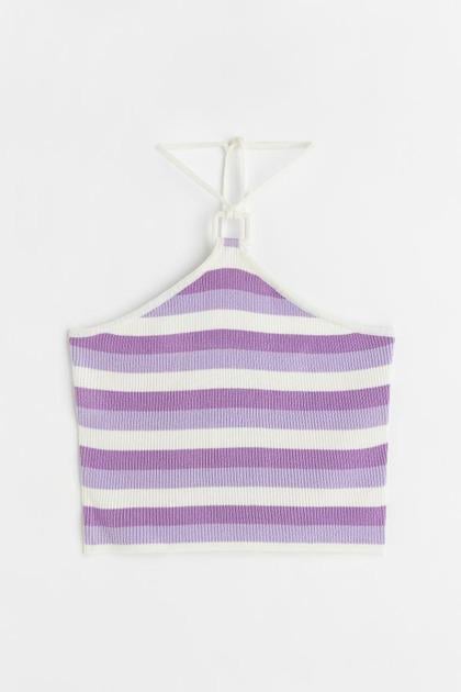 Топ H&M 1077412П Полоски M Сиреневый