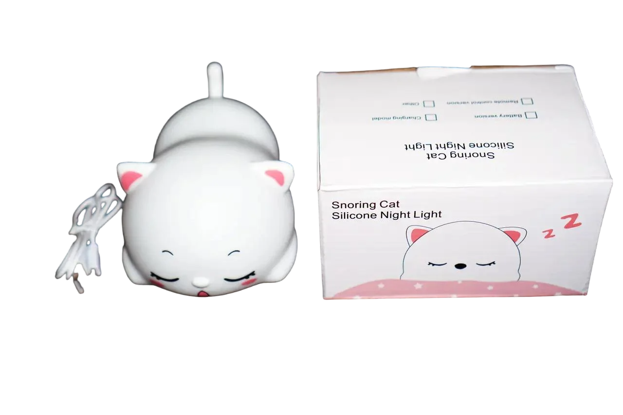 Ночной LED силиконовый Спящий котенок с аккумулятором (2079257592)