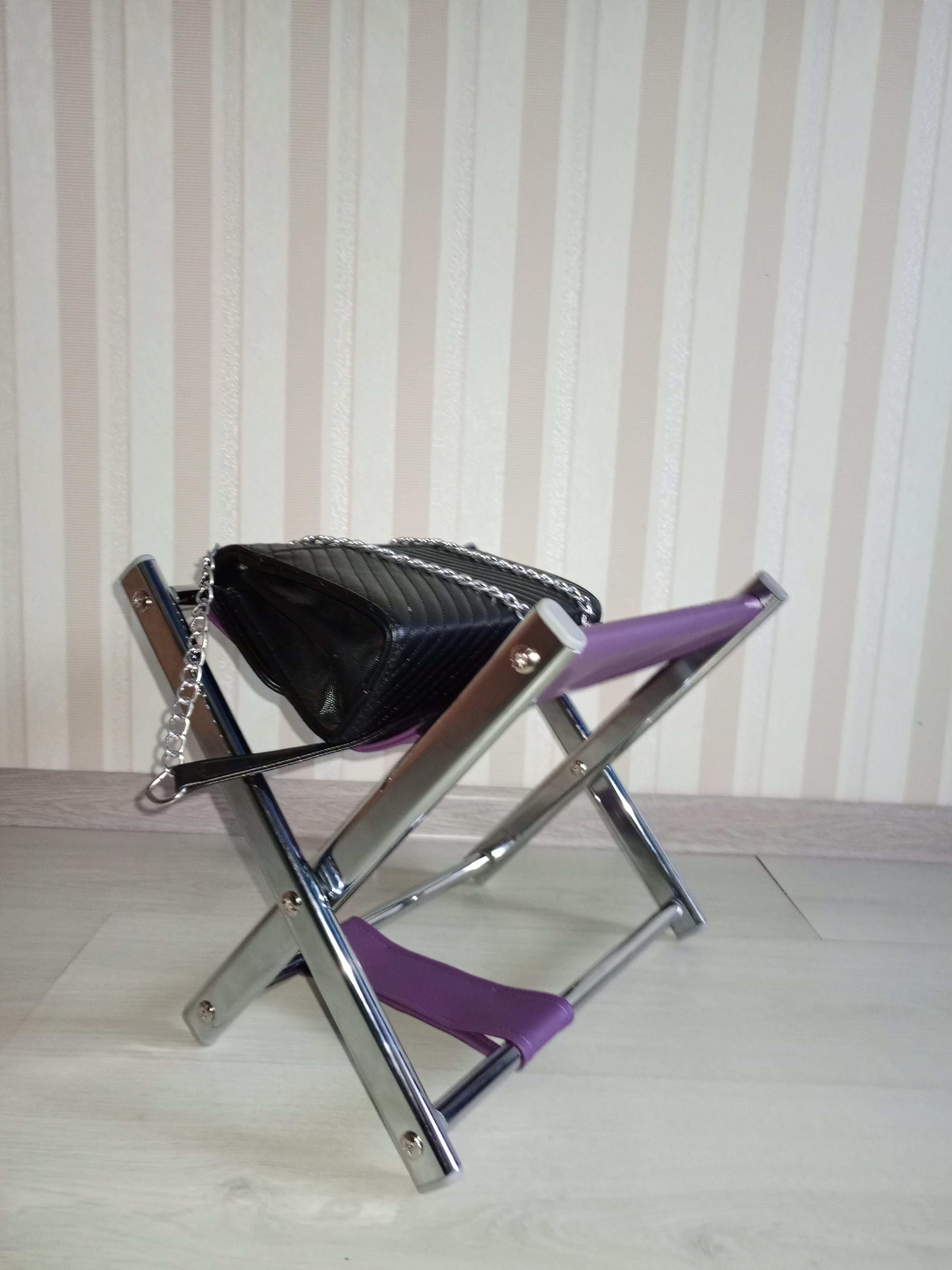 Підставка для сумки висота 31 см Темно-фіолетовий/Хром - фото 2