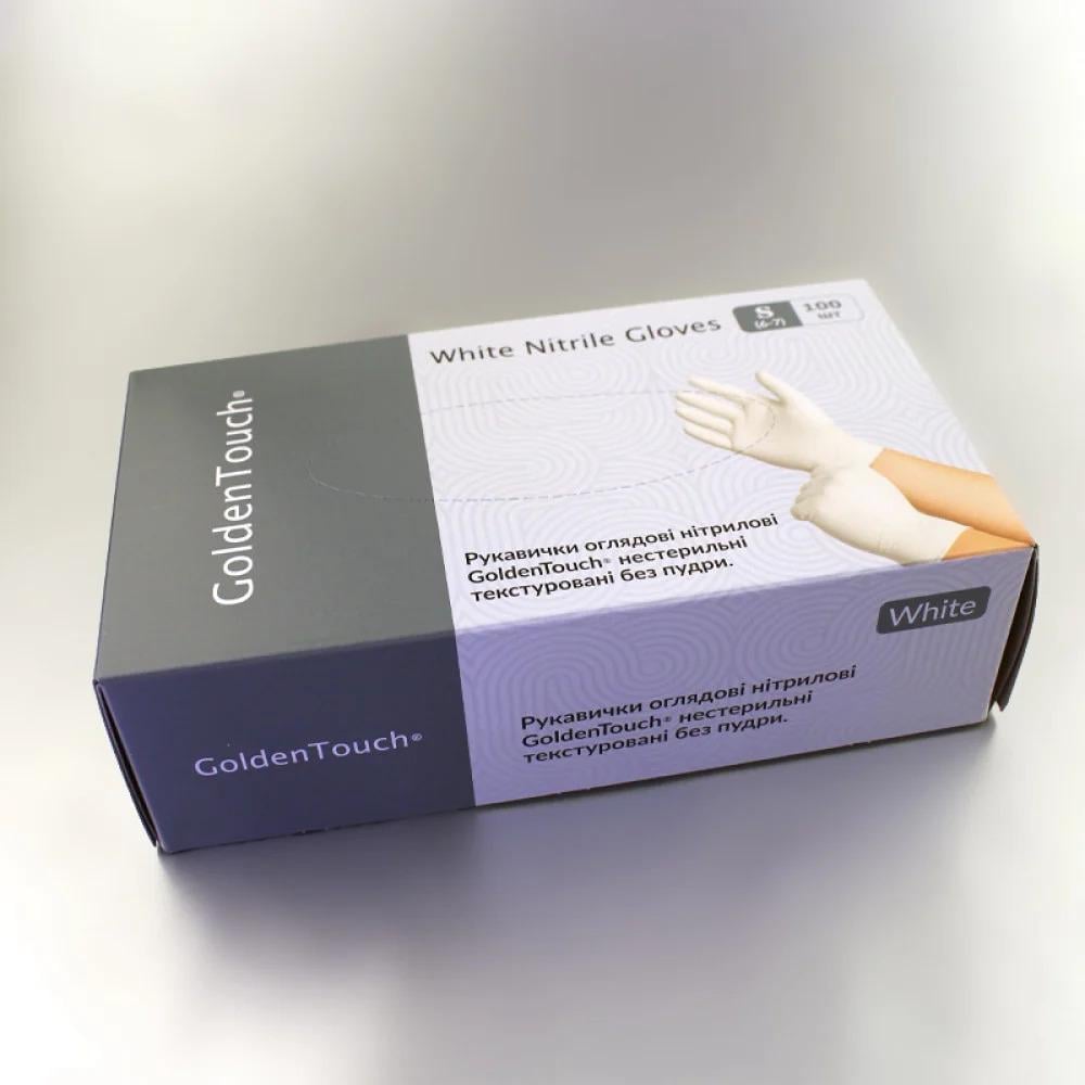 Рукавички нітрилові GoldenTouch щільність 3,7 г в упаковці 50 пар S Білий Рукавички нітрилові GoldenTouch щільність 3,7 г в упаковці 50 пар S Білий