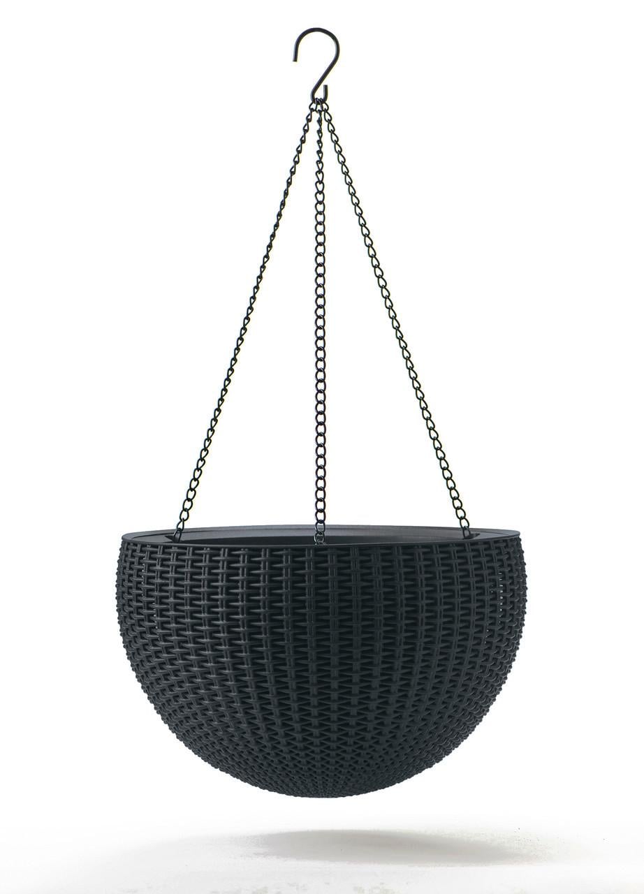 Горшок подвесной Keter Rattan hanging sphere с цепочками 8,6 л Антрацит (CNT00012348)