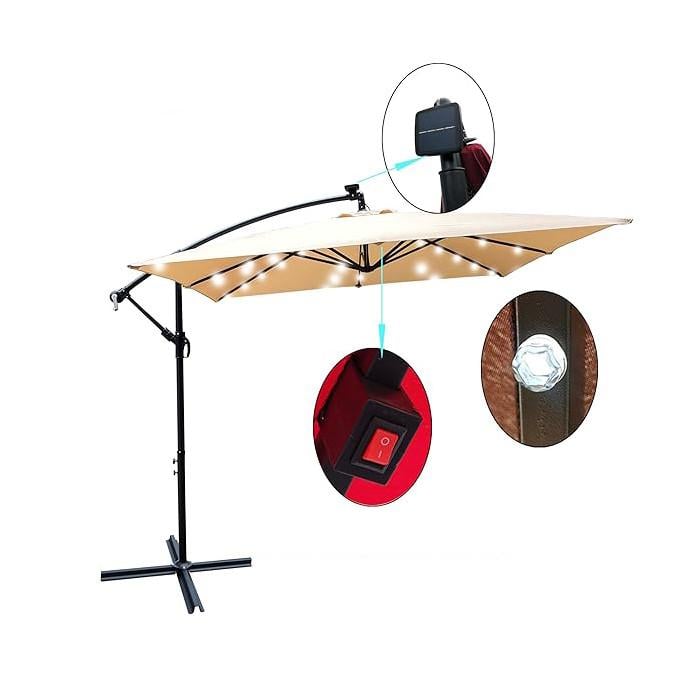 Парасоля садова WCG з LED-підсвіткою та чохол 2,5х2,5 м Бежевий - фото 4