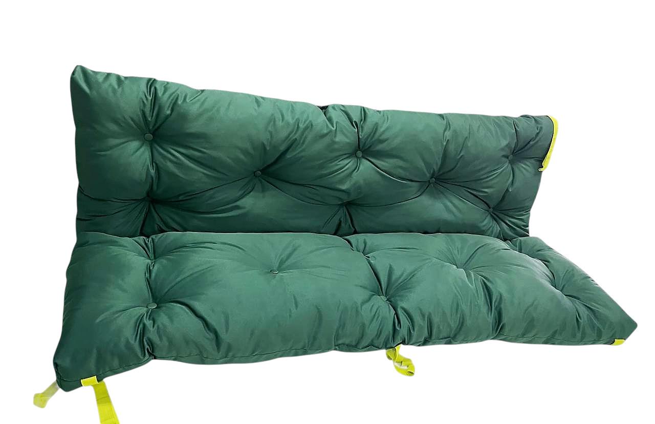 Комплект мягких матрасов на садовые качели с каретной стяжкой 140х53х53 см Темно-зеленый - фото 1