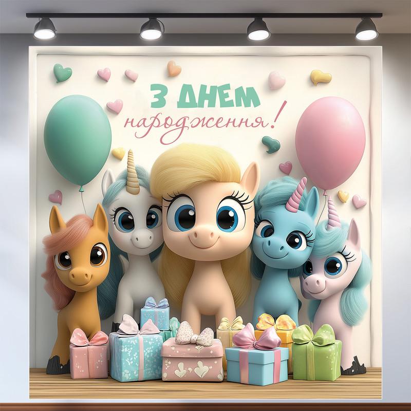 Баннер для фотозоны Литл пони 200x200 см №44100