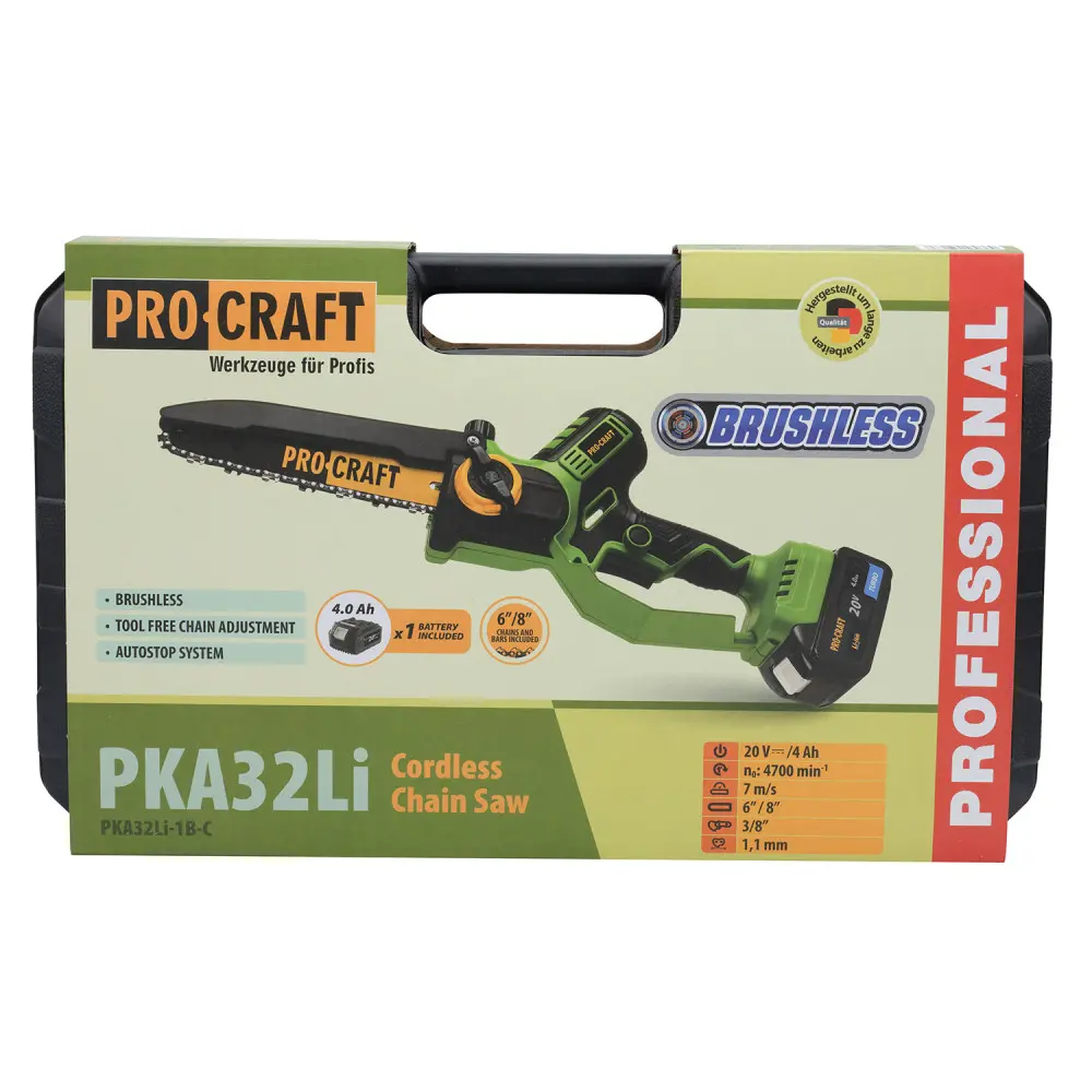 Пила бесщеточная аккумуляторная ProCraft PKA32Li с 1 аккумулятором и зарядным устройством с кейсом - фото 13 Пила бесщеточная аккумуляторная ProCraft PKA32Li с 1 аккумулятором и зарядным устройством с кейсом - фото 13